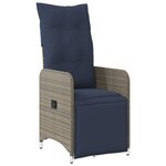 vidaXL Lot de 2 chaises de jardin inclinables avec Table en résine tressée grise