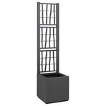 vidaXL Pot de jardin gris foncé avec treillis - 36x36x140 cm