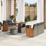 vidaXL Ensemble de canapé de jardin avec coussin 8 Pièces Gris Poly rotin
