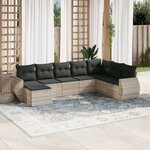 vidaXL Salon de jardin 8 Pièces avec coussins gris clair résine tressée
