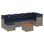 vidaXL Salon de jardin 8 Pièces avec coussins gris résine tressée