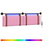 vidaXL Tête de lit suspendue Avec lumière LED Rose PU antique