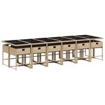 vidaXL Ensemble à manger de jardin coussins 13 Pièces mélange beige rotin