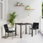 vidaXL Ensemble de salle à manger pour jardin 3 Pièces Noir Poly rotin