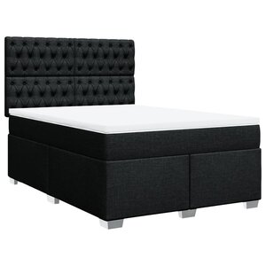 vidaXL Sommier à lattes de lit avec matelas Noir 140x190 cm Tissu