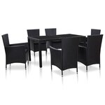 vidaXL Ensemble à manger d'extérieur 7 Pièces Résine tressée Noir