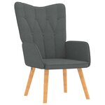 vidaXL Chaise de relaxation avec tabouret Gris foncé Tissu