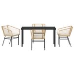 vidaXL Ensemble de salle à manger de jardin de 5 pièces avec coussins marron en rattan poly