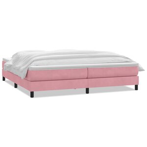 vidaXL Sommier à lattes de lit avec matelas rose 180x210 cm velours