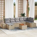 vidaXL Ensemble de canapés de jardin 8 pièces avec coussins Beige Rotin