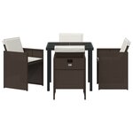 Ensemble de repas de jardin de 5 pièces avec coussins en poly rotin marron vidaXL