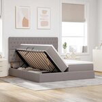 vidaXL Lit de rangement LED avec matelas Taupe 180 x 200 cm Tissu