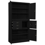 Armoire de bureau avec casier et 3 étagères réglables 90 x 40 x 180 cm design moderne en acier noir 02_0046913