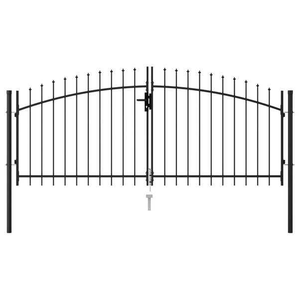 vidaXL Portillon double porte avec dessus à pointe Acier 3x1 25 m Noir