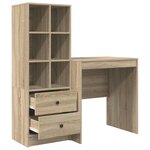 vidaXL Bureau avec tiroir avec étagère 2 Pièces Chêne Sonoma