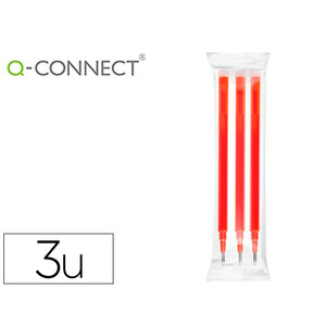 Recharge roller q-connect encre effacable couleur rouge set de 3u