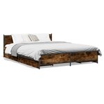 vidaXL Cadre de lit à tiroirs chêne fumé 135x190 cm bois d'ingénierie
