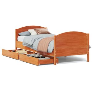vidaXL Cadre de lit sans matelas cire marron 90x200 cm bois pin massif