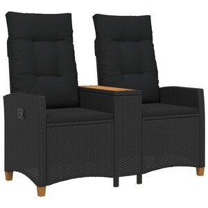 vidaXL Banc inclinable avec table Noir 126 x 65 x 112 cm polyrotin