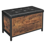 Banc de rangement siège rembourré bout de lit pour couloir chambre salon en métal montage facile style industriel pu noir marron rustique 12_0004171