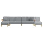 vidaXL Canapé-lit en forme de L gris clair 279x140x70 cm tissu