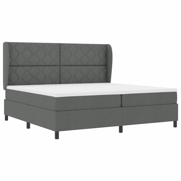 vidaXL Lit ressort avec matelas gris foncé 200 x 200 cm