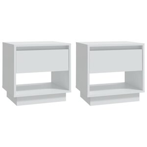 vidaXL Tables de chevet 2 Pièces Blanc 45x34x44 cm bois d'ingénierie