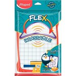 Kit ardoise incassable effaçable à sec 1 face unie / 1 face seyès 20 x 27 cm + 1 feutre + 1 brosse