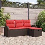 vidaXL Ensemble de canapé de jardin 4 Pièces Marron polyrotin