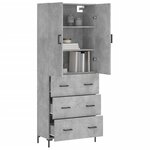 vidaXL Buffet haut Gris béton 69 5x34x180 cm Bois d'ingénierie
