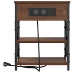 vidaXL Table de nuit avec station de chargement Chêne marron