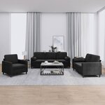 vidaXL Ensemble de canapés 3 Pièces avec coussins noir velours