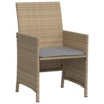 vidaXL Ensemble de bistro 3 Pièces coussins mélange beige résine tressée