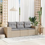vidaXL Salon de jardin avec coussins 3 Pièces beige résine tressée