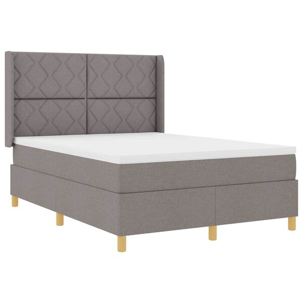 vidaXL Lit à ressorts avec bandes LED Taupe 160 x 200 cm tissu