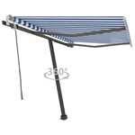 vidaXL Auvent manuel rétractable sur pied 350x250 cm Bleu/blanc