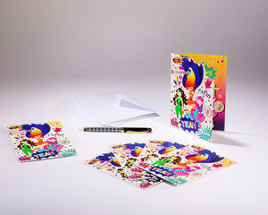 Sachet de 6 cartes doubles d'invitation d'anniversaire enfant et 6 enveloppes