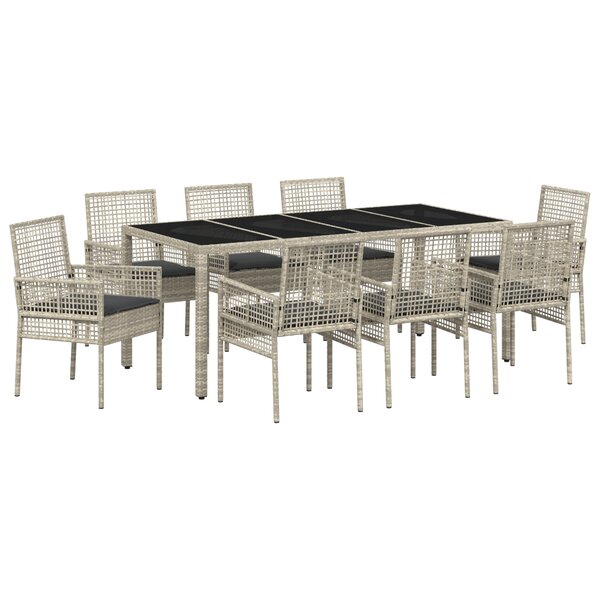 Ensemble de salle à manger de jardin 9 pièces vidaXL en poly rattan gris clair