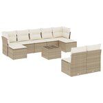 vidaXL Salon de jardin avec coussins 10 Pièces beige résine tressée