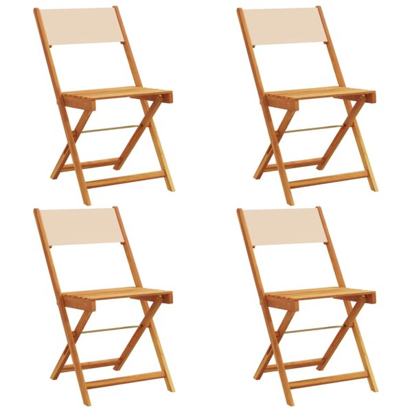 vidaXL Chaises de jardin pliantes lot de 4 beige tissu et bois massif