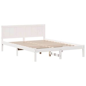 vidaXL Cadre de lit Blanc 160 x 200 cm Bois de pin massif