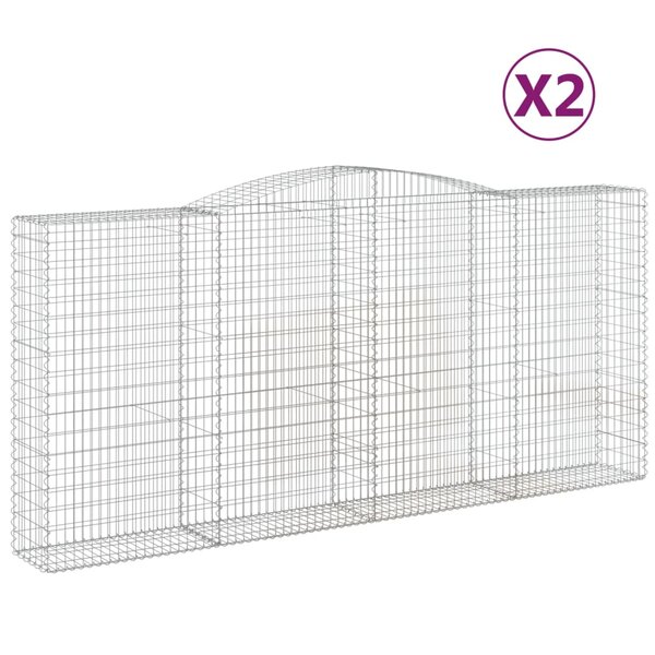 vidaXL Paniers à gabions arqués 2 Pièces 400x50x180/200 cm Fer galvanisé