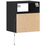 vidaXL Table de chevet murale avec lumières LED noir