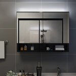 vidaXL Armoire à miroir de salle de bain LED Noir 80x15x60 cm MDF