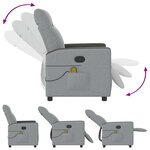vidaXL Fauteuil de massage inclinable Gris clair Tissu