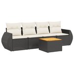 vidaXL Salon de jardin 5 Pièces avec coussins noir résine tressée
