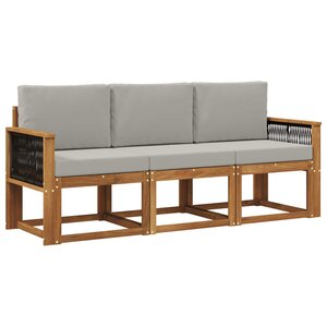 vidaXL Ensemble de canapés d'extérieur 3 pc Naturel et gris clair