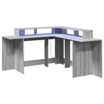 Bureau table poste de travail meuble d'ordinateur informatique étude et lumières LED sonoma 152 x 152 x 91cm bois ingénierie gris 02_0023808