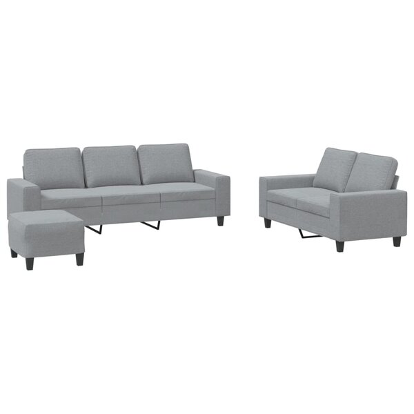 vidaXL Ensemble de canapés 3 Pièces gris clair tissu