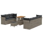 vidaXL Ensemble de Canapés de Jardin 10 Pièces avec Coussins Gris en Poly Rattan